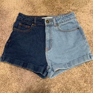 Bullhead Mom Short Two Tone Denim Jean Shorts